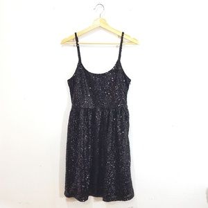 Lulu's black sequins skater dress M